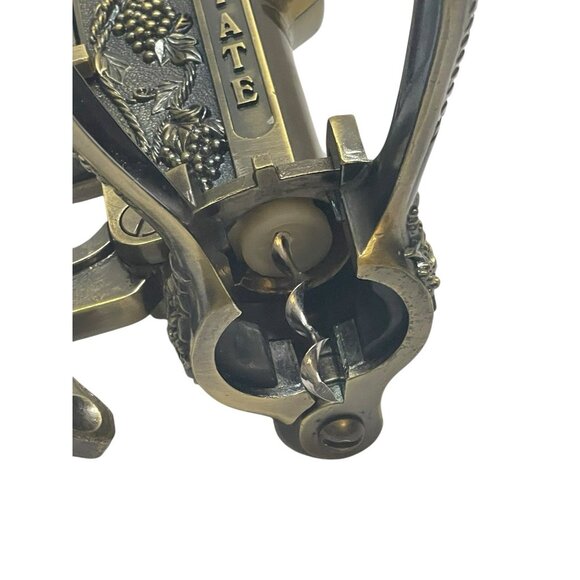 VINTAGE ROGAR ESTATE BRASS COUNTER TOP VICE CORKSCREW/WINE BOTTLE OPENER - Picture 9 of 10